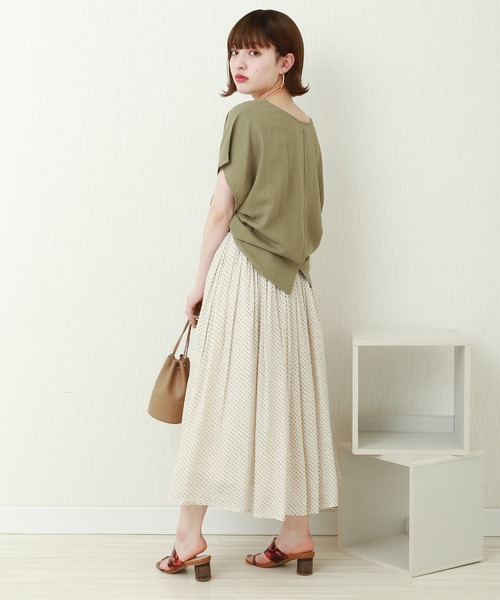 libelle more（リベル モア）の「T/Rスラブ　ウエストフリルドットスカート（スカート・レディース・ブラック/ネイビー/オフホワイト/グリーン/モカ・M）」の12枚目の写真