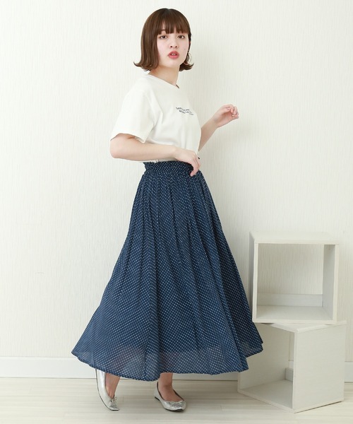 libelle more（リベル モア）の「T/Rスラブ　ウエストフリルドットスカート（スカート・レディース・ブラック/ネイビー/オフホワイト/グリーン/モカ・M）」の11枚目の写真