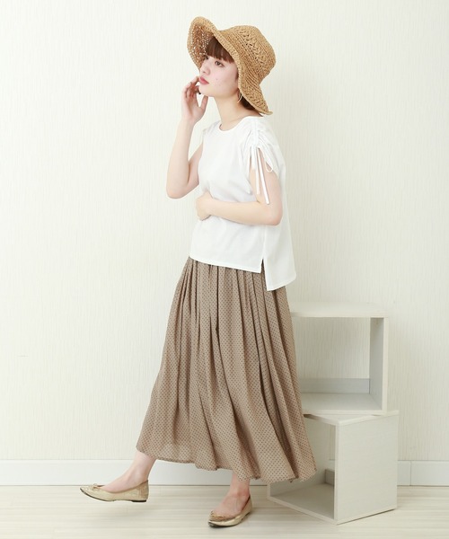 libelle more（リベル モア）の「T/Rスラブ　ウエストフリルドットスカート（スカート・レディース・ブラック/ネイビー/オフホワイト/グリーン/モカ・M）」の9枚目の写真