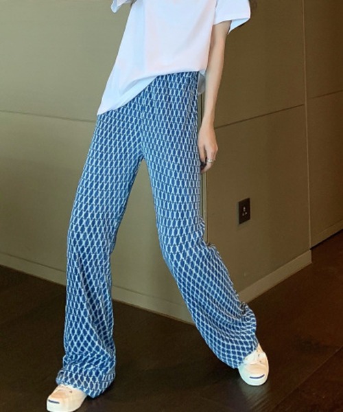 SMILE ORCHID(スマイルオーキッド)の「セルフカットワイドプリーツ柄パンツ(その他パンツ・レディース・ブラック系その他/グリーン系その他/ブラック系その他2/ターコイズブルー/ブラック系その他3/ブルー系その他3/ピンク系その他3/ブラウン系その他3/グリーン系その他3/ブラック系その他4/ブラウン系その他4/ブラック系その他5/ホワイト系その他5/グリーン系その他6/ブルー系その他6/イエロー系その他6/ブラック系その他7/ブラック・FREE)」の1枚目の写真