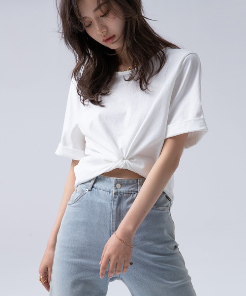 SAISON DE PAPILLON(セゾンドパピヨン)の「【綿100%】バックオープンTシャツ(Tシャツ/カットソー・レディース・ホワイト/ブラック/グレー・S/M/L)」の14枚目の写真