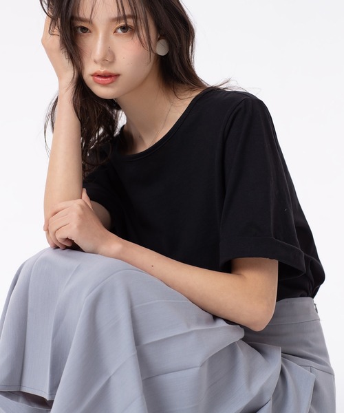 SAISON DE PAPILLON(セゾンドパピヨン)の「【綿100%】バックオープンTシャツ(Tシャツ/カットソー・レディース・ホワイト/ブラック/グレー・S/M/L)」の20枚目の写真