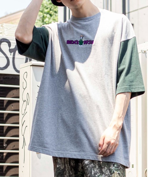 WEGO（ウィゴー）の「WEGO/別注ベンデイビスロゴ刺繍ビッグシルエットTシャツ（Tシャツ/カットソー・メンズ・サックスブルー/グリーン系その他/イエロー/ホワイト/アイボリー/スミクロ/その他1/その他2/その他3・SMALL/MEDIUM/LARGE）」の8枚目の写真