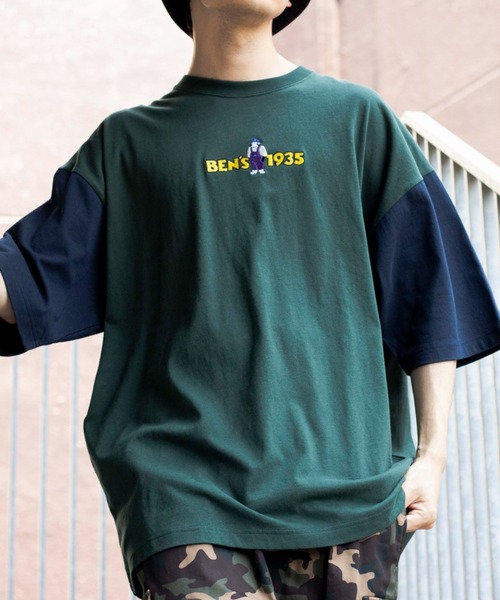 WEGO（ウィゴー）の「WEGO/別注ベンデイビスロゴ刺繍ビッグシルエットTシャツ（Tシャツ/カットソー・メンズ・サックスブルー/グリーン系その他/イエロー/ホワイト/アイボリー/スミクロ/その他1/その他2/その他3・SMALL/MEDIUM/LARGE）」の9枚目の写真