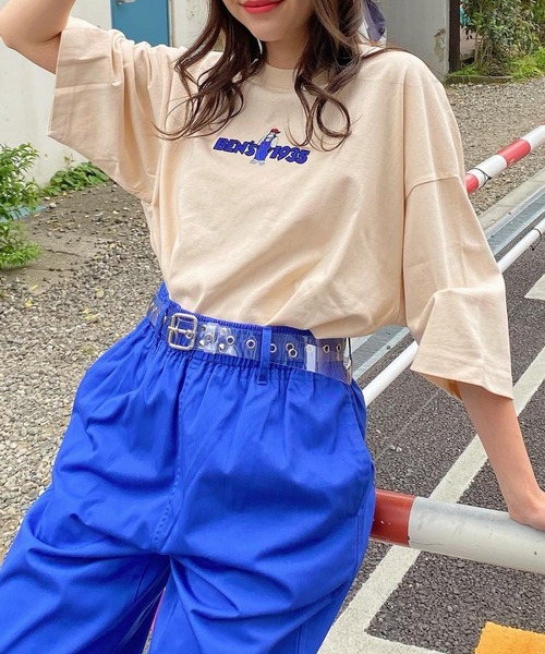 WEGO（ウィゴー）の「WEGO/別注ベンデイビスロゴ刺繍ビッグシルエットTシャツ（Tシャツ/カットソー・メンズ・サックスブルー/グリーン系その他/イエロー/ホワイト/アイボリー/スミクロ/その他1/その他2/その他3・SMALL/MEDIUM/LARGE）」の3枚目の写真