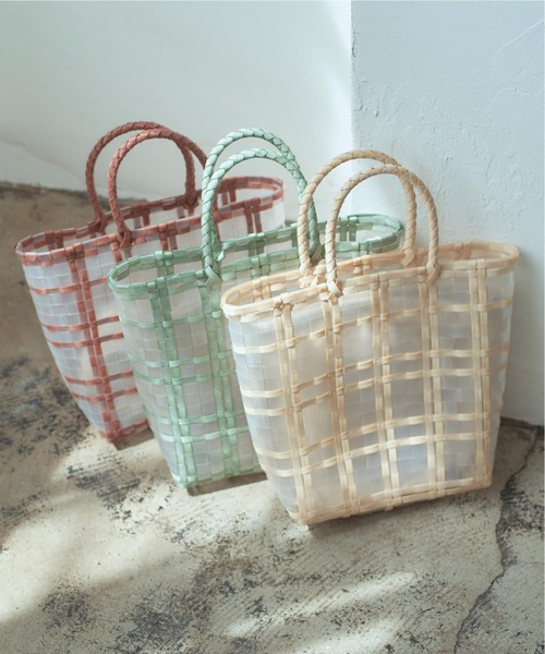 titivate（ティティベイト）の「ｸﾘｱﾁｪｯｸﾊﾞｽｹｯﾄﾊﾞｯｸﾞ（ハンドバッグ・レディース・ミント/ブラウン/ベージュ・F）」の7枚目の写真