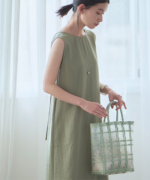 titivate（ティティベイト）の「ｸﾘｱﾁｪｯｸﾊﾞｽｹｯﾄﾊﾞｯｸﾞ（ハンドバッグ・レディース・ミント/ブラウン/ベージュ・F）」の14枚目の写真