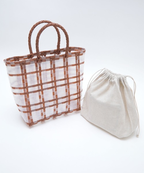 titivate（ティティベイト）の「ｸﾘｱﾁｪｯｸﾊﾞｽｹｯﾄﾊﾞｯｸﾞ（ハンドバッグ・レディース・ミント/ブラウン/ベージュ・F）」の19枚目の写真