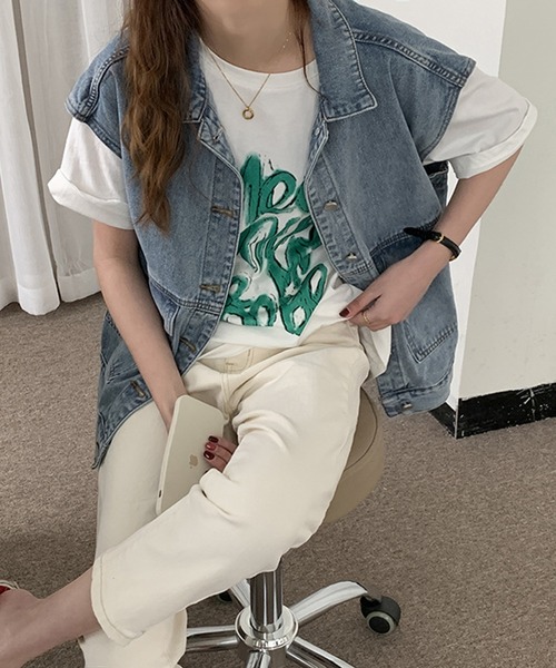 aimoha（アイモハ）の「オーバーデニムベスト（ベスト・レディース・ブラック/ブルー・FREE）」の10枚目の写真