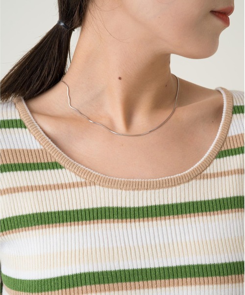 Kastane(カスタネ)の「マルチボーダー7分袖チビニット(ニット/セーター・レディース・サックスブルー/イエロー/アイボリー・FREE)」の14枚目の写真