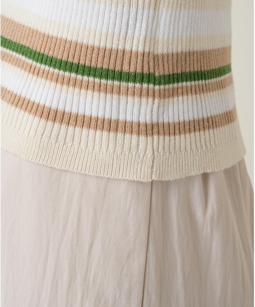 Kastane(カスタネ)の「マルチボーダー7分袖チビニット(ニット/セーター・レディース・サックスブルー/イエロー/アイボリー・FREE)」の16枚目の写真