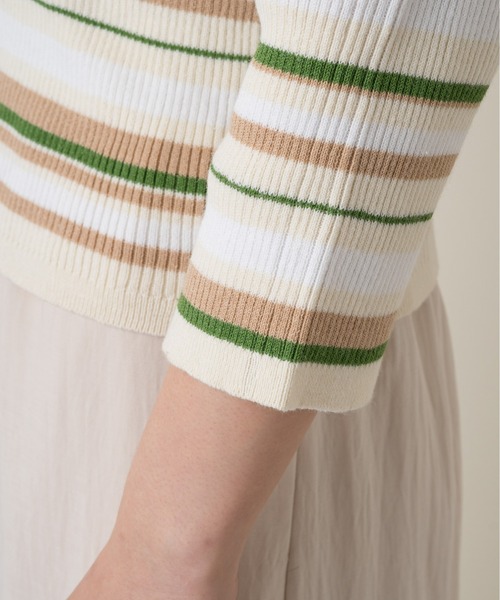 Kastane(カスタネ)の「マルチボーダー7分袖チビニット(ニット/セーター・レディース・サックスブルー/イエロー/アイボリー・FREE)」の18枚目の写真
