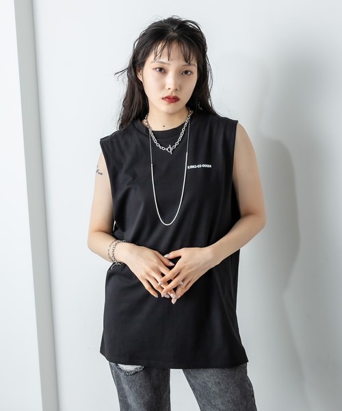 RASVOA（ラスボア）の「バックロゴダブルタンクトップ（タンクトップ・レディース・ブラック/オフホワイト・FREE）」の8枚目の写真