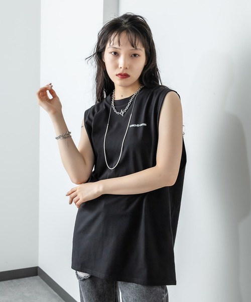 RASVOA（ラスボア）の「バックロゴダブルタンクトップ（タンクトップ・レディース・ブラック/オフホワイト・FREE）」の9枚目の写真