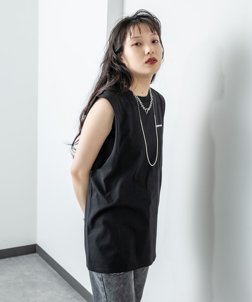 RASVOA（ラスボア）の「バックロゴダブルタンクトップ（タンクトップ・レディース・ブラック/オフホワイト・FREE）」の7枚目の写真