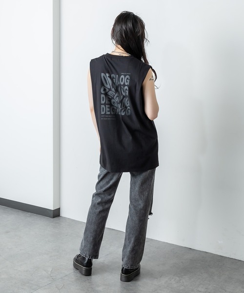 RASVOA（ラスボア）の「バックロゴダブルタンクトップ（タンクトップ・レディース・ブラック/オフホワイト・FREE）」の3枚目の写真