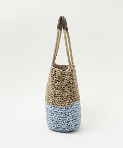 LOWELL things(ロウェル シングス)の「【販売店舗限定】バイカラートートバッグ(かごバッグ・レディース・ピンク/ネイビー/グリーン/ダークブラウン・フリー)」の6枚目の写真