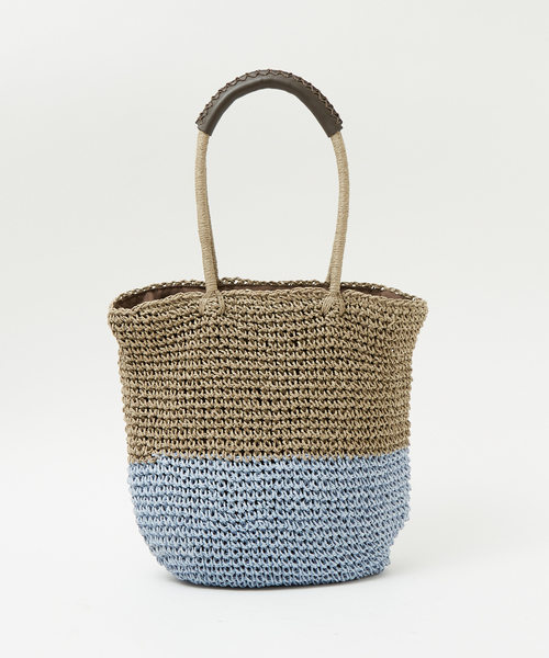 LOWELL things(ロウェル シングス)の「【販売店舗限定】バイカラートートバッグ(かごバッグ・レディース・ピンク/ネイビー/グリーン/ダークブラウン・フリー)」の5枚目の写真