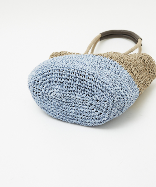 LOWELL things(ロウェル シングス)の「【販売店舗限定】バイカラートートバッグ(かごバッグ・レディース・ピンク/ネイビー/グリーン/ダークブラウン・フリー)」の8枚目の写真