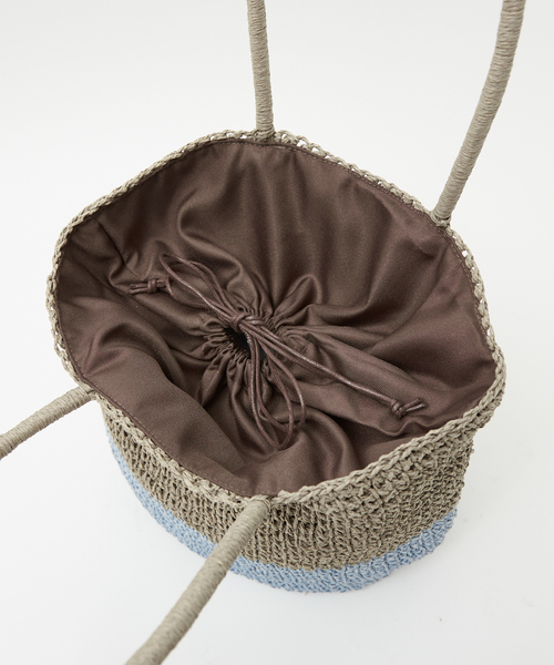 LOWELL things(ロウェル シングス)の「【販売店舗限定】バイカラートートバッグ(かごバッグ・レディース・ピンク/ネイビー/グリーン/ダークブラウン・フリー)」の11枚目の写真