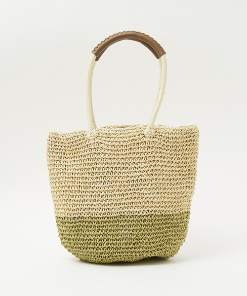 LOWELL things(ロウェル シングス)の「【販売店舗限定】バイカラートートバッグ(かごバッグ・レディース・ピンク/ネイビー/グリーン/ダークブラウン・フリー)」の17枚目の写真