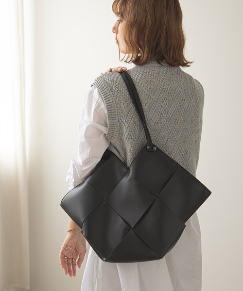 rectangle（レクタングル）の「メッシュトートバッグ（トートバッグ・レディース・ブラック/アイボリー・FREE）」の2枚目の写真