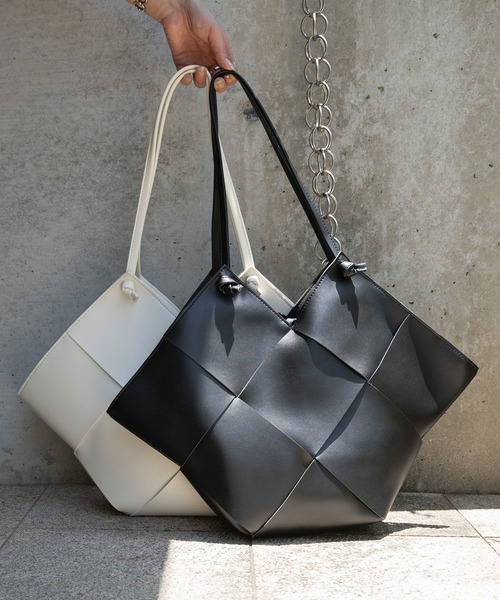 rectangle（レクタングル）の「メッシュトートバッグ（トートバッグ・レディース・ブラック/アイボリー・FREE）」の3枚目の写真