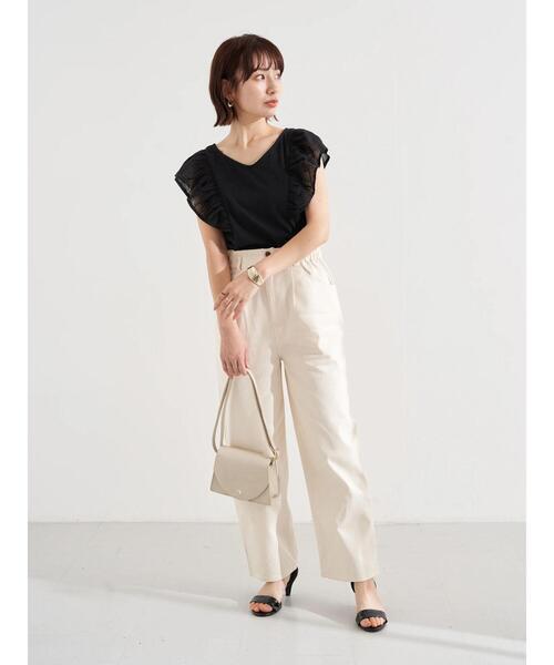 earth music&ecology（アースミュージックアンドエコロジー）の「ハイウエストツイルパンツ ＊（その他パンツ・レディース・アイボリー/ミント/ラベンダー・S/M）」の13枚目の写真