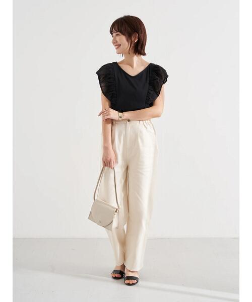 earth music&ecology（アースミュージックアンドエコロジー）の「ハイウエストツイルパンツ ＊（その他パンツ・レディース・アイボリー/ミント/ラベンダー・S/M）」の15枚目の写真