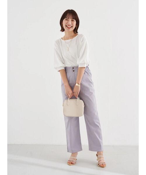 earth music&ecology（アースミュージックアンドエコロジー）の「ハイウエストツイルパンツ ＊（その他パンツ・レディース・アイボリー/ミント/ラベンダー・S/M）」の17枚目の写真