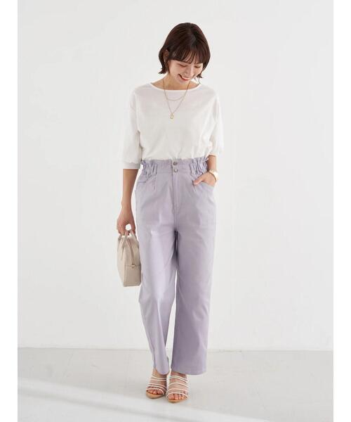 earth music&ecology（アースミュージックアンドエコロジー）の「ハイウエストツイルパンツ ＊（その他パンツ・レディース・アイボリー/ミント/ラベンダー・S/M）」の18枚目の写真