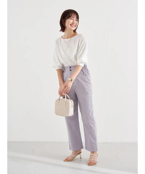 earth music&ecology（アースミュージックアンドエコロジー）の「ハイウエストツイルパンツ ＊（その他パンツ・レディース・アイボリー/ミント/ラベンダー・S/M）」の19枚目の写真