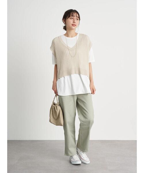 earth music&ecology（アースミュージックアンドエコロジー）の「ハイウエストツイルパンツ ＊（その他パンツ・レディース・アイボリー/ミント/ラベンダー・S/M）」の22枚目の写真