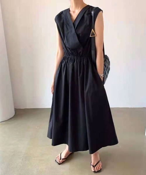 セール ワンピース Zozotown限定アイテム カシュクールフレンチスリーブマキシ丈ワンピース ワンピース Cadbury キャドバリー のファッション