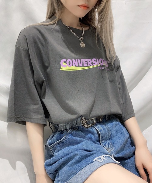 Figments(フィグメンツ)の「CONVERSIONS Tシャツ(Tシャツ/カットソー・レディース・スミクロ/ライトベージュ・FREE)」の2枚目の写真