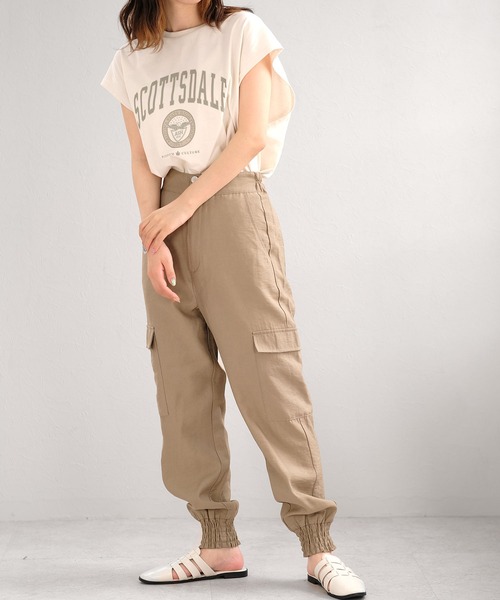 ＡＮＤＪ（アンドジェイ）の「カレッジプリントフレンチスリーブTシャツ（Tシャツ/カットソー・レディース・チャコール/ベージュ系その他・M）」の8枚目の写真