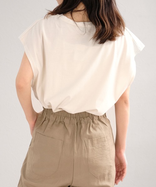 ＡＮＤＪ（アンドジェイ）の「カレッジプリントフレンチスリーブTシャツ（Tシャツ/カットソー・レディース・チャコール/ベージュ系その他・M）」の9枚目の写真