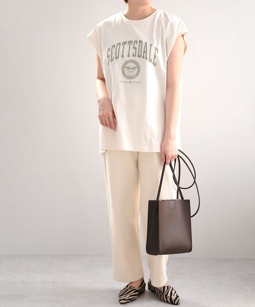 ＡＮＤＪ（アンドジェイ）の「カレッジプリントフレンチスリーブTシャツ（Tシャツ/カットソー・レディース・チャコール/ベージュ系その他・M）」の10枚目の写真