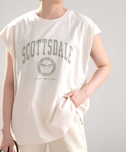 ＡＮＤＪ（アンドジェイ）の「カレッジプリントフレンチスリーブTシャツ（Tシャツ/カットソー・レディース・チャコール/ベージュ系その他・M）」の11枚目の写真