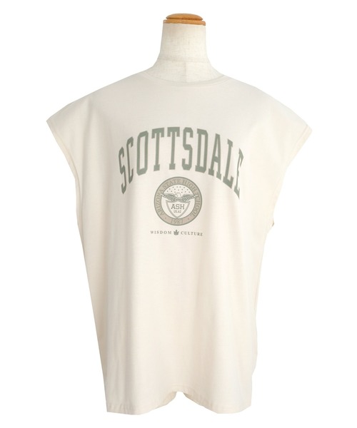 ＡＮＤＪ（アンドジェイ）の「カレッジプリントフレンチスリーブTシャツ（Tシャツ/カットソー・レディース・チャコール/ベージュ系その他・M）」の13枚目の写真