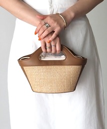 Riberry | フェイクレザートリミングミニカゴバッグ(かごバッグ)