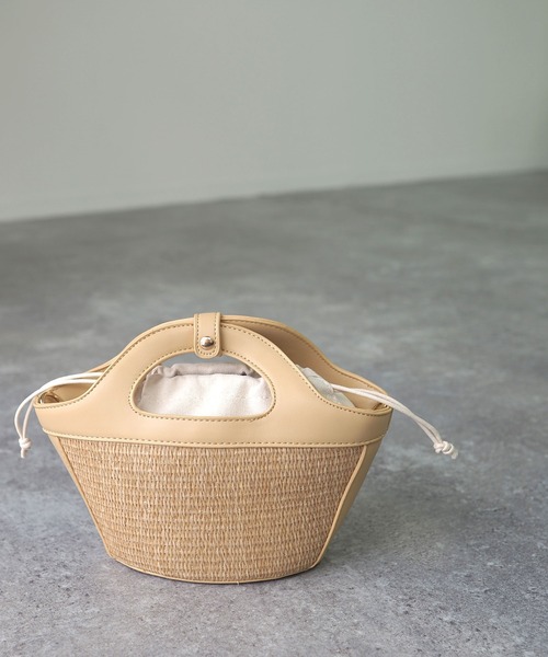 Riberry(リベリー)の「トリミングミニカゴバッグ(かごバッグ・レディース・ホワイト/ブラック/ベージュ/ブラウン/グリーン・FREE)」の7枚目の写真