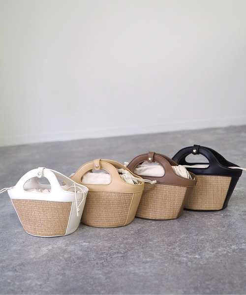 Riberry(リベリー)の「トリミングミニカゴバッグ(かごバッグ・レディース・ホワイト/ブラック/ベージュ/ブラウン/グリーン・FREE)」の15枚目の写真