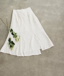 linen slit flare skirt