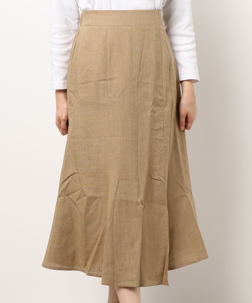 Kari & lili（カウリアンドリィリィ）の「linen slit flare skirt（スカート・レディース・ベージュ/ブラウン・FREE）」の4枚目の写真