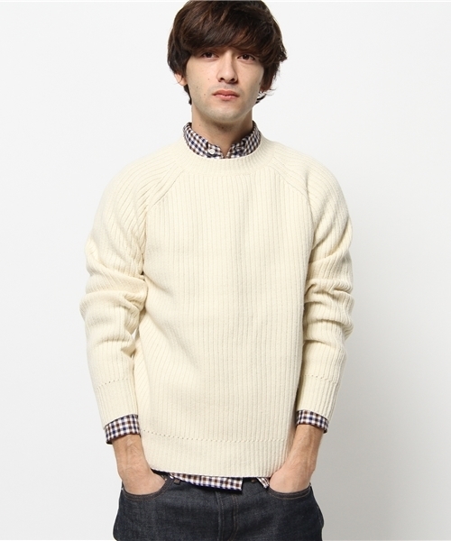 JOURNAL STANDARD relume(ジャーナルスタンダード レリューム)の「NEW QUALITY MADE: ヴィクトリアンラム畔編みクルーネックニット(ニット/セーター・メンズ・チャコールグレー/ホワイト・MEDIUM/SMALL/LARGE)」の2枚目の写真