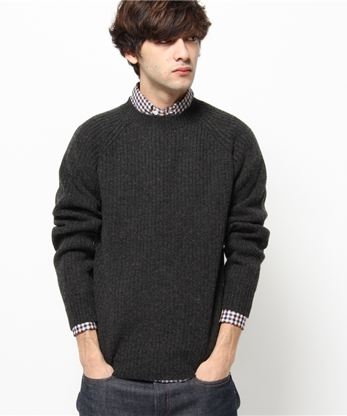 JOURNAL STANDARD relume(ジャーナルスタンダード レリューム)の「NEW QUALITY MADE: ヴィクトリアンラム畔編みクルーネックニット(ニット/セーター・メンズ・チャコールグレー/ホワイト・MEDIUM/SMALL/LARGE)」の1枚目の写真
