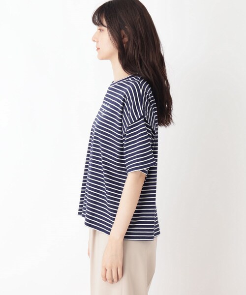 Cutie Blonde（キューティーブロンド）の「◆【S-L】ボーダーデザインスリーブTシャツ（Tシャツ/カットソー・レディース・ホワイト系5/グレー系2/ネイビー系2・01/02/03）」の9枚目の写真