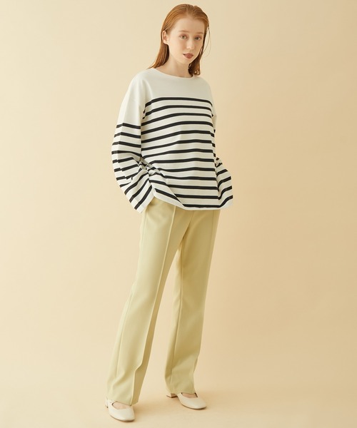 MADEMOISELLE ROPE'(マドモアゼル ロペ)の「オーバーサイズボーダーロングスリーブカットソー(Tシャツ/カットソー・レディース・ブラック/ホワイト・38)」の6枚目の写真