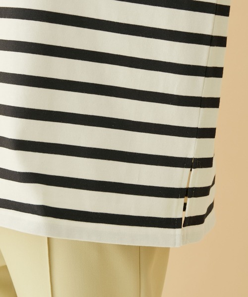 MADEMOISELLE ROPE'(マドモアゼル ロペ)の「オーバーサイズボーダーロングスリーブカットソー(Tシャツ/カットソー・レディース・ブラック/ホワイト・38)」の9枚目の写真